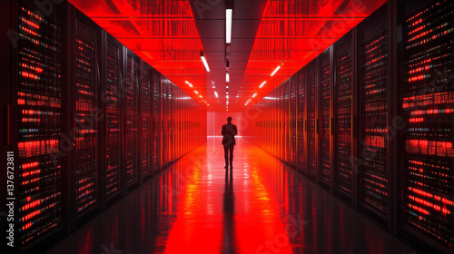 Obraz na płótnie Artificial intelligence and big data processing. Core of central processing unit in a cyberspace computer circuit. Quantum Technologies and Global Database. Realistic 3D illustration w salonie