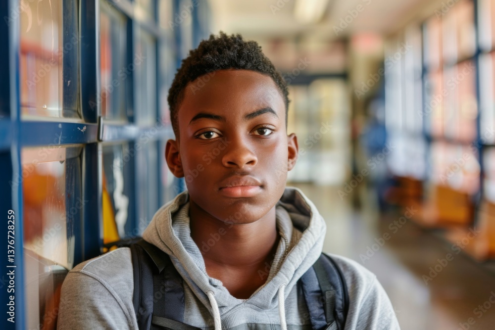 Portrait of a high school African American male student Portrait of a high school African American male student