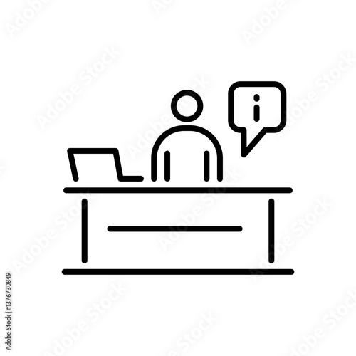 Information desk business people icon simple line flat illustration
