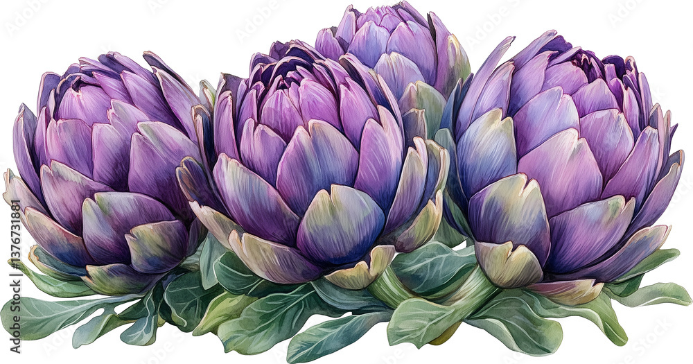 Fototapeta premium Artichoke isolated on a transparent background, PNG file.
