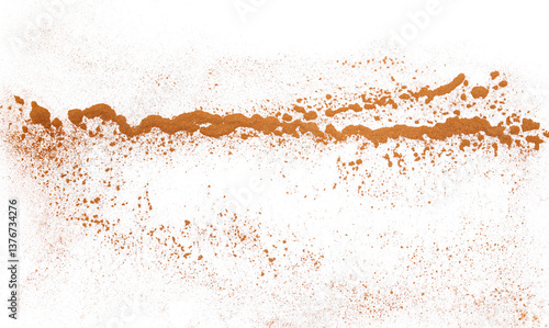 Cinnamon powder falling, isolated on white background, clipping path
