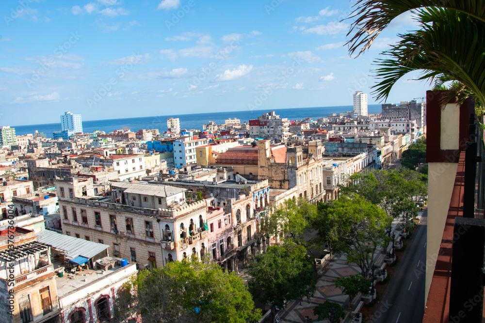 Fototapeta premium A cityscape of the city of Havana, Cuba as seen from the Iberostar Hotel in Parque Central.