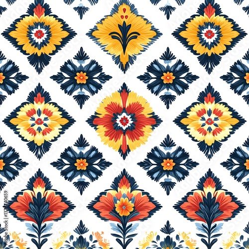 Wallpaper Mural a close up of a pattern of flowers on a white background Torontodigital.ca