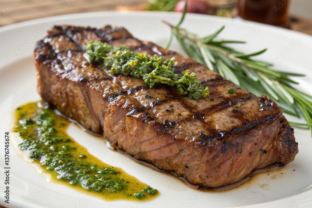 Grilled steak with herb sauce Grilled steak with herb sauce