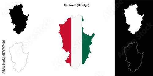 Cardonal municipality (Hidalgo) outline map set
