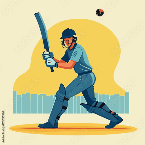 
Batsman preparing to face bouncer in pastel graphic illustration, sports dynamic

