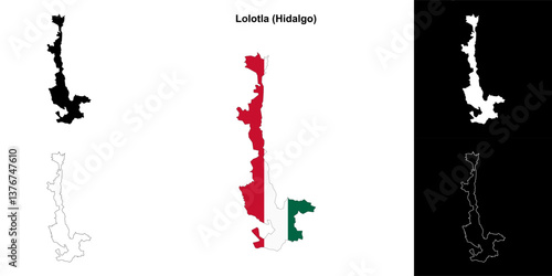 Lolotla municipality (Hidalgo) outline map set