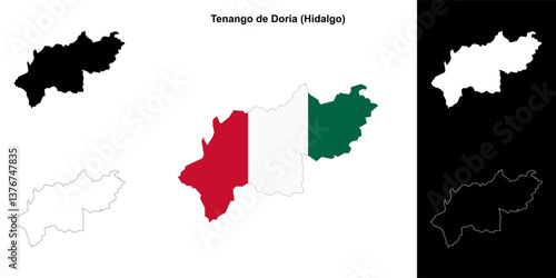 Tenango de Doria municipality (Hidalgo) outline map set