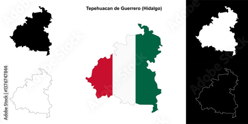 Tepehuacan de Guerrero municipality (Hidalgo) outline map set