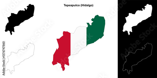 Tepeapulco municipality (Hidalgo) outline map set