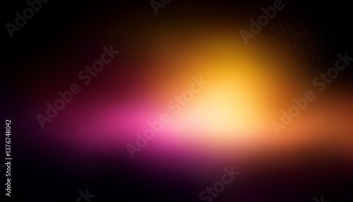 color light overlay defocused yellow pink radiance soft texture on dark black abstract empty space background light in the galaxy with gradient colors on black background
