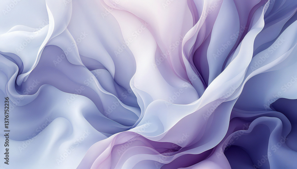 Fototapeta premium Abstract swirls of lavender, lilac, and periwinkle silk create a dreamy, ethereal image. The soft, flowing texture suggests movement and grace, evoking a sense of calm and serenity.