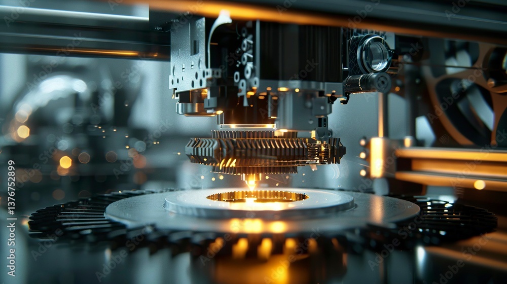 A photo of a 3D printer process A photo of a 3D printer process