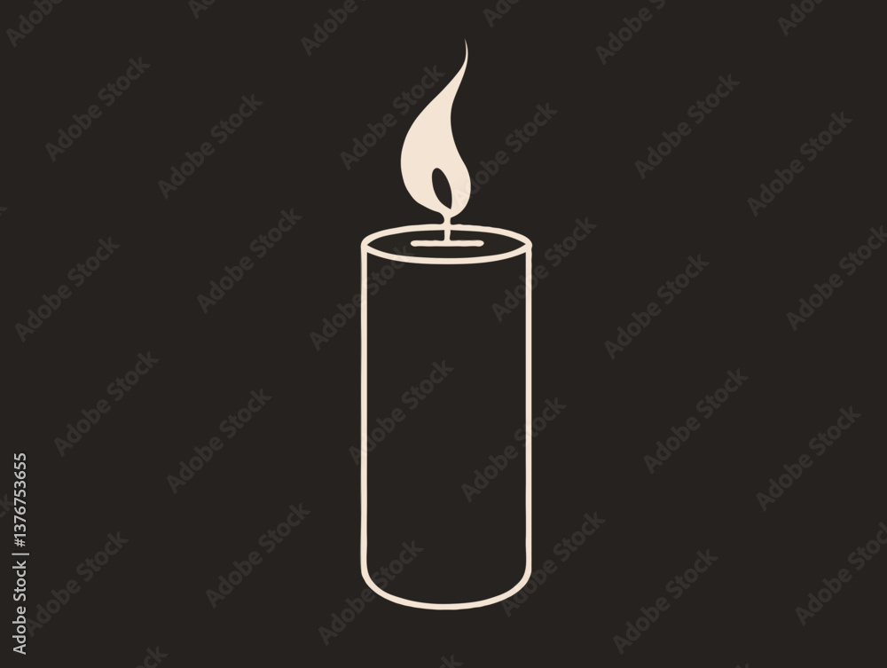 Obraz premium Candle icon with flame in minimalist beige style