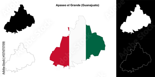 Apaseo el Grande municipality (Gunajuato) outline map set