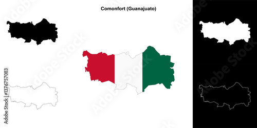 Comonfort municipality (Gunajuato) outline map set