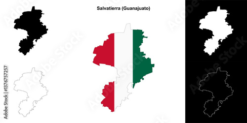 Salvatierra municipality (Gunajuato) outline map set