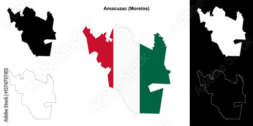 Amacuzac municipality (Morelos) outline map set