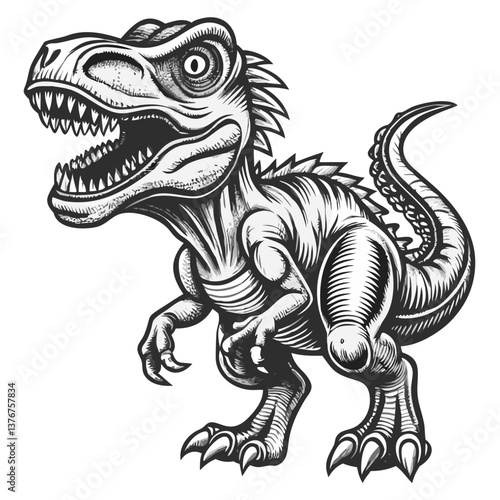 Vintage Tyrannosaurus Rex Illustration: A fearsome Tyrannosaurus Rex, rendered in an impressive vintage illustration style.