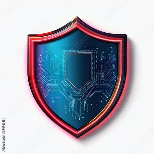 Design of cyber security shield icon logo illustration isolated on white background