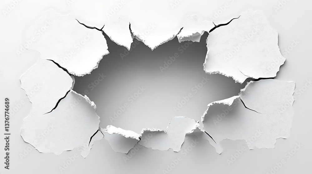 Torn Paper Hole with White Background. Torn Paper Hole with White Background.