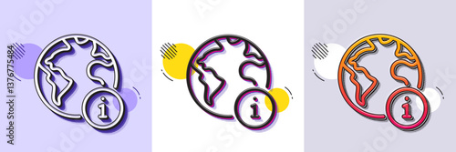 Web information line icon. Halftone dotted pattern. Gradient icon with grain shadow. Internet info sign. Global inform symbol. Line internet icon. Various designs. Vector