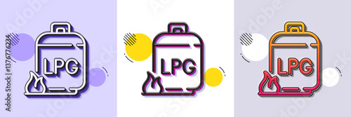 Gas cylinder line icon. Halftone dotted pattern. Gradient icon with grain shadow. LPG fuel container sign. Liquefied petroleum gas bottle symbol. Line gas cylinder icon. Various designs. Vector