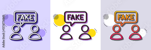 Fake information line icon. Halftone dotted pattern. Gradient icon with grain shadow. Social propaganda sign. Wrong truth symbol. Line fake information icon. Various designs. Vector