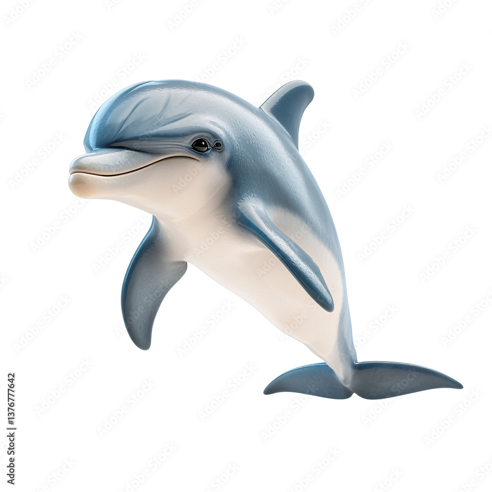 Fototapeta premium Playful Dolphin Leaping on Transparent Background, a marine mammal with smooth skin and friendly expression Concept of ocean life, aquatic animals, and marine conservation