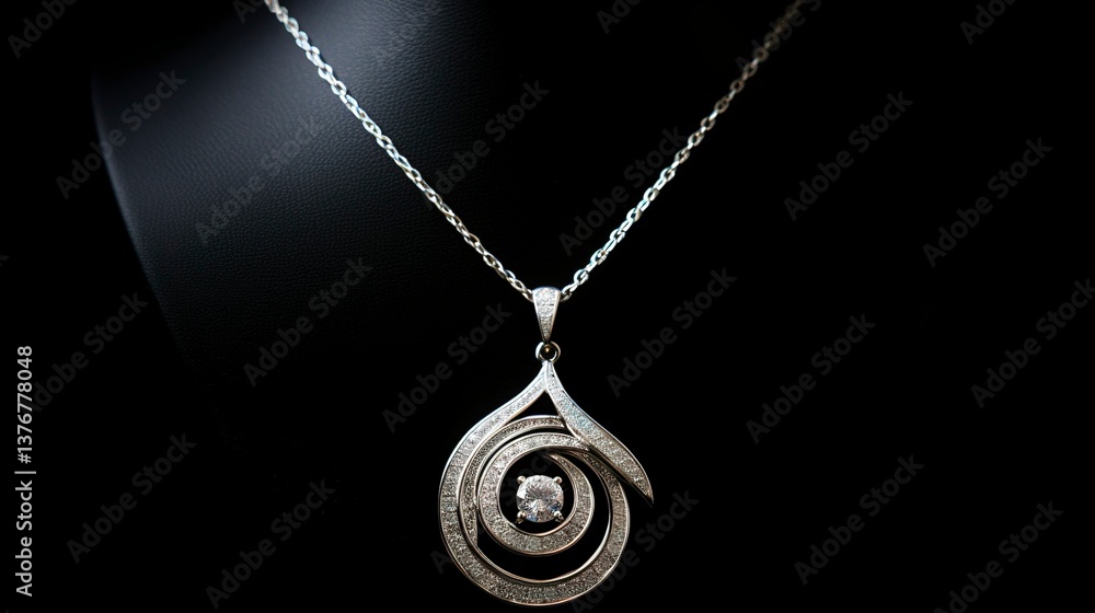 Fototapeta premium A photo of a modern diamond pendant necklace.