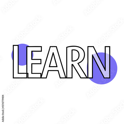 alluring distinguished "LEARN" with geometric letterforms. Clean lines, flat orange. VECTOR FORMAT with Scalable Design.