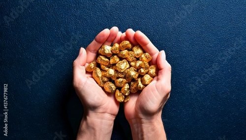 pair of hands holding gold nuggets
