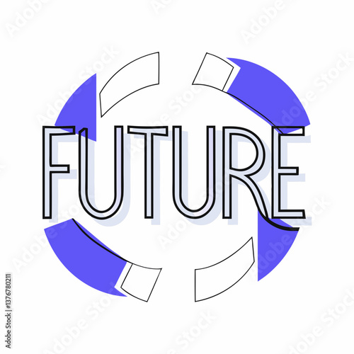 dreamy alluring "FUTURE" with geometric futuristic letterforms. Clean lines, flat lime. VECTOR FORMAT with Scalable Design. top-tier