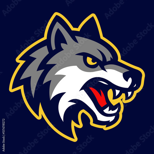 Wolf Head Vector Sports Mascot Logo – Fierce Wolf Team Emblem for Esports & Athletic Branding