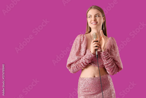 Beautiful woman with microp...