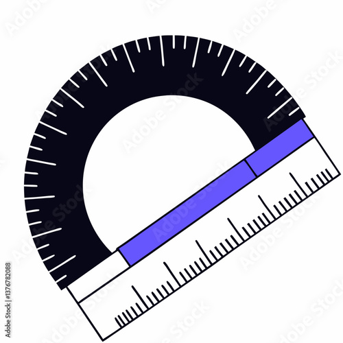distinguished renaissance Single-weight stroke drawing of a protractor. Crisp edges, scalable, flat color. VECTOR FORMAT with Scalable Design. authentic
