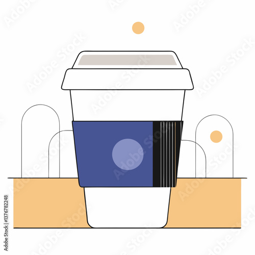 dramatic magnificent Minimal outline of a coffee cup. Clean lines, flat color, crisp edges. VECTOR FORMAT with Scalable Design. 4K