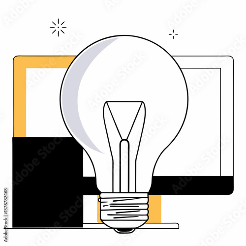 quintessential impressionist Minimal outline of a lightbulb. Clean lines, flat color. VECTOR FORMAT with Scalable Design. refined