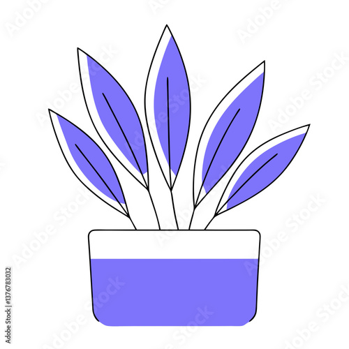 immaculate bohemian Clean lines outlining a plant pot. Flat color, minimal design. VECTOR FORMAT with Scalable Design. artisan