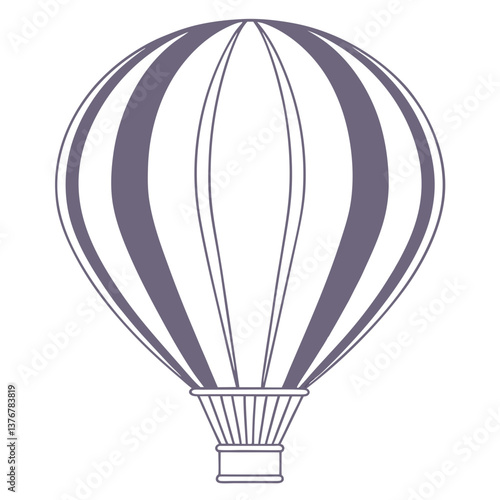 acclaimed abstract Minimal flat color hot air balloon with a symmetrical basket. Clean lines, crisp edges. VECTOR FORMAT with Scalable Design. authentic