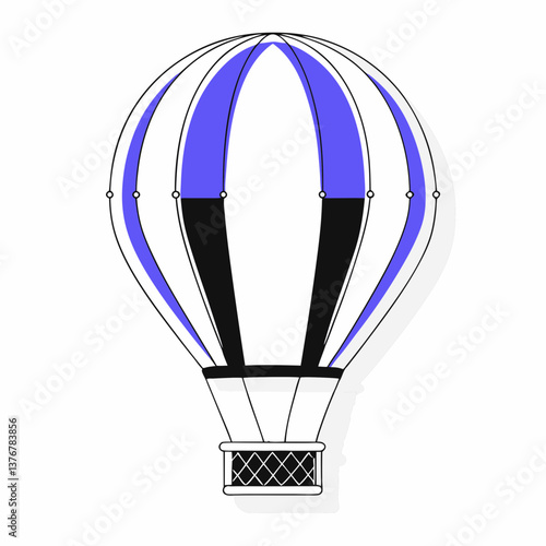acclaimed minimalist Minimal flat color hot air balloon with a symmetrical basket. Clean lines, crisp edges. VECTOR FORMAT with Scalable Design. luxury