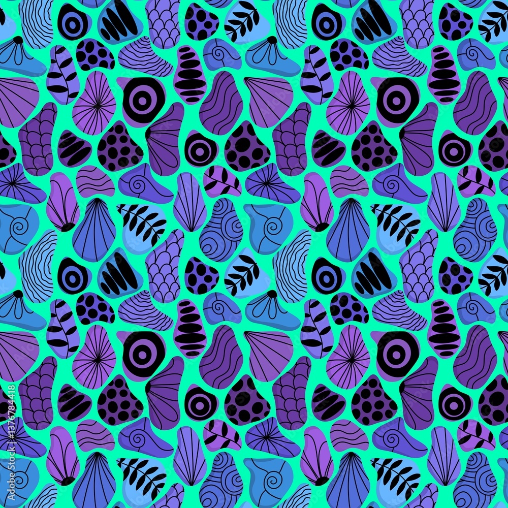 Naklejka premium Summer sea pebbles seamless ocean stones pattern for wrapping paper and fabrics and linens and kids clothes print