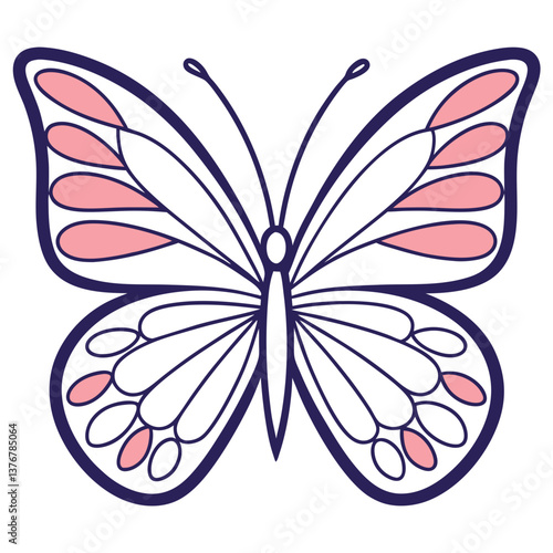 bold alluring Symmetrical, flat color butterfly with crisp edges and a single-weight stroke. Scalable design. VECTOR FORMAT with Scalable Design. artisan