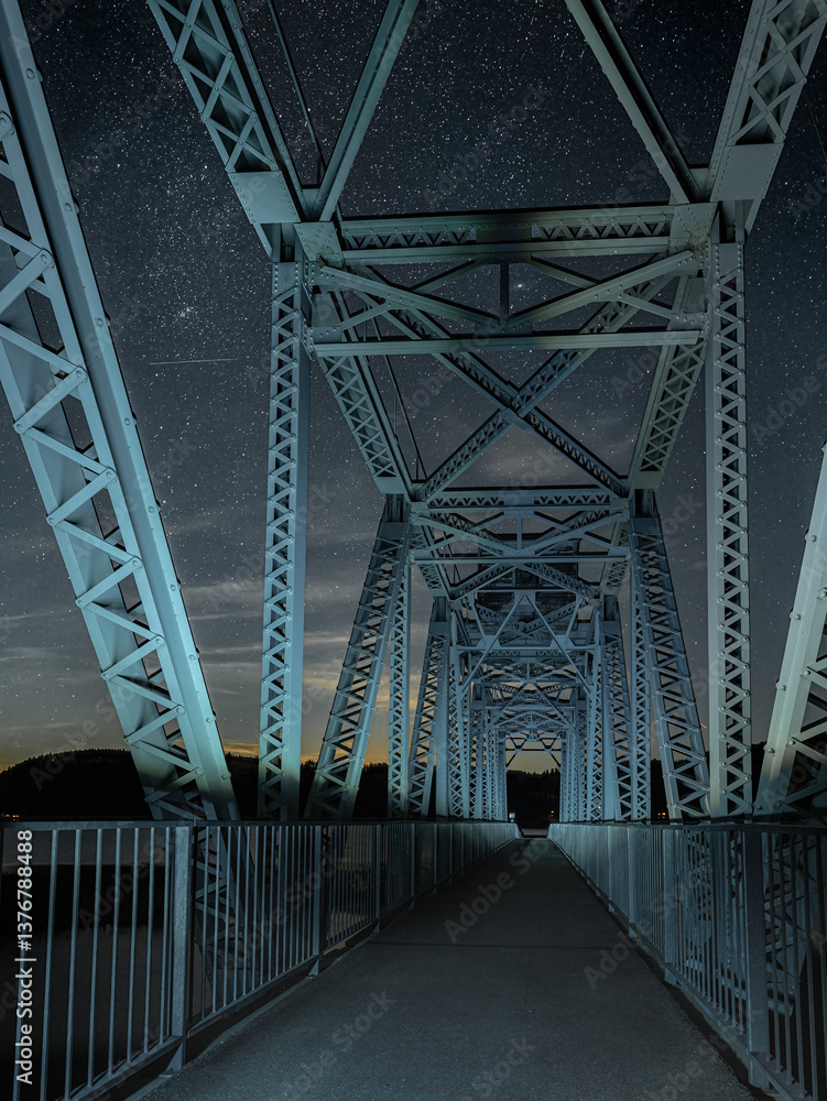 Night Photography of the Bicycling Trail along the Chatcolet Lake, Idaho