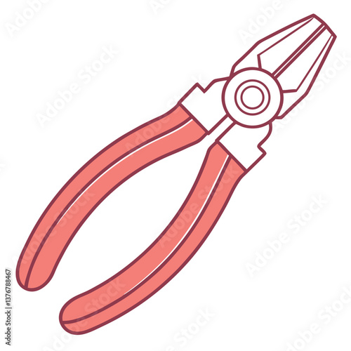 majestic retro Clean lines sketching a pair of pliers. Scalable. Flat color. Minimal. VECTOR FORMAT with Scalable Design. elite