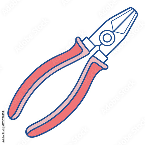 breathtaking elegant Clean lines sketching a pair of pliers. Scalable. Flat color. Minimal. VECTOR FORMAT with Scalable Design. 8K