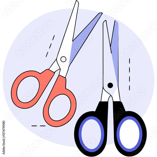 captivating dynamic artistic Isometric scissors. Clean lines, flat color, sharp edges. Minimal scalable design. VECTOR FORMAT with Scalable Design. artisan