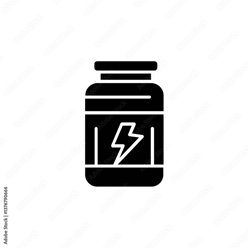 Obraz premium Sport Essentials: Black Icon Pack – Minimalist Athletic Vector Icons for Fitness & Gym Equipment powder protein 