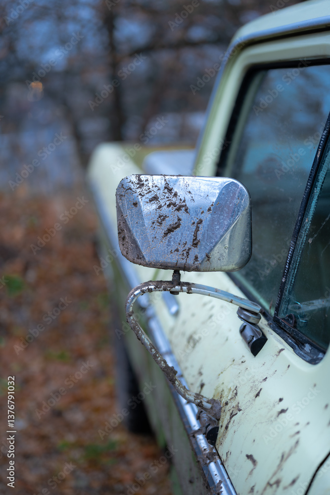 Side Mirror of an Old Vintage Car