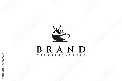 Wallpaper Mural coffee logo with abstract people splash in flat design Torontodigital.ca